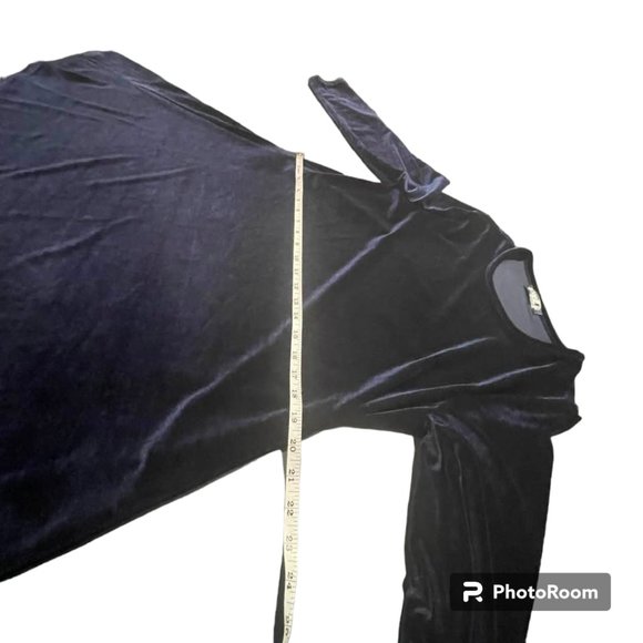 Velvet Navy A-Line Swing Skater Mini Holiday Event Party Cocktail Dress - Picture 10 of 13